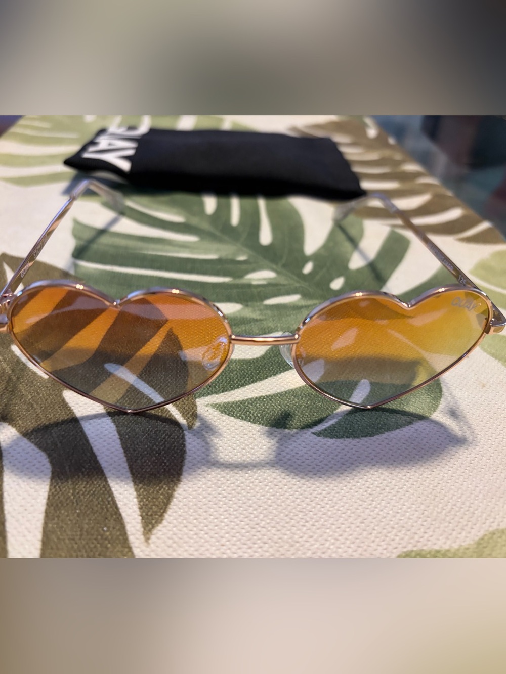 Quay Australia Heart-Shaped Sunglasses in Amber Gradient